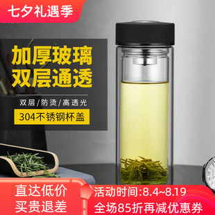 希诺双层玻璃杯加厚隔热家用商务办公车载泡茶喝水杯子7002 9302