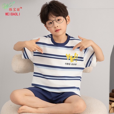 儿童睡衣男童夏季薄款短袖短裤