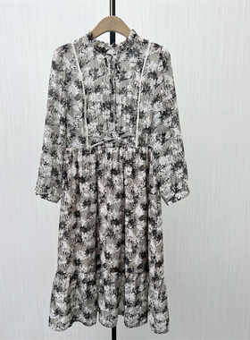 C●2025秋季新品 碎花长袖连衣裙女小清新复古森系茶歇裙子7211