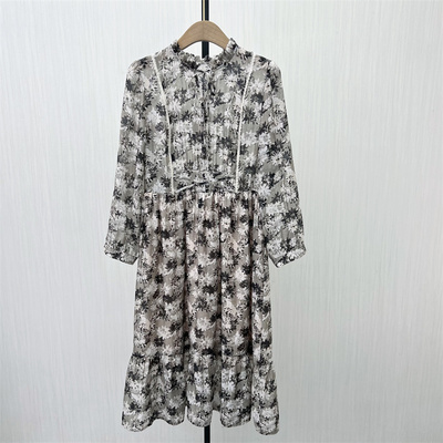 C●2025秋季新品 碎花长袖连衣裙女小清新复古森系茶歇裙子7211