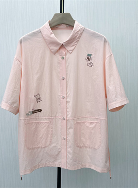 C●2025夏季新品 短袖衬衫女纯色基础宽松简约百搭打底上衣1102