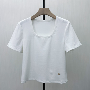 fei●2026春季新 纯色打底衫女简约修身显瘦内搭短袖T恤上衣5236