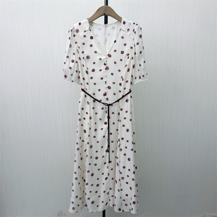 法式 新品 v领连衣裙女气质通勤显瘦圆点印花裙子522 2026春季 彩
