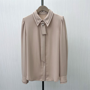 2025冬季 衬衫 新品 长袖 女小众气质别致打底雪纺上衣510 法式 文