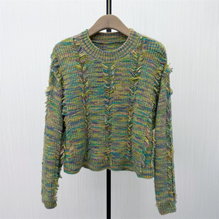 针织毛衫 fei 杂色套头毛衣女宽松百搭长袖 新品 上衣5211 2026春季