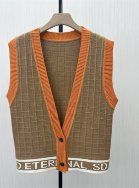 文●2025冬季新品 针织衫v领马甲女复古宽松百搭坎肩背心上衣709