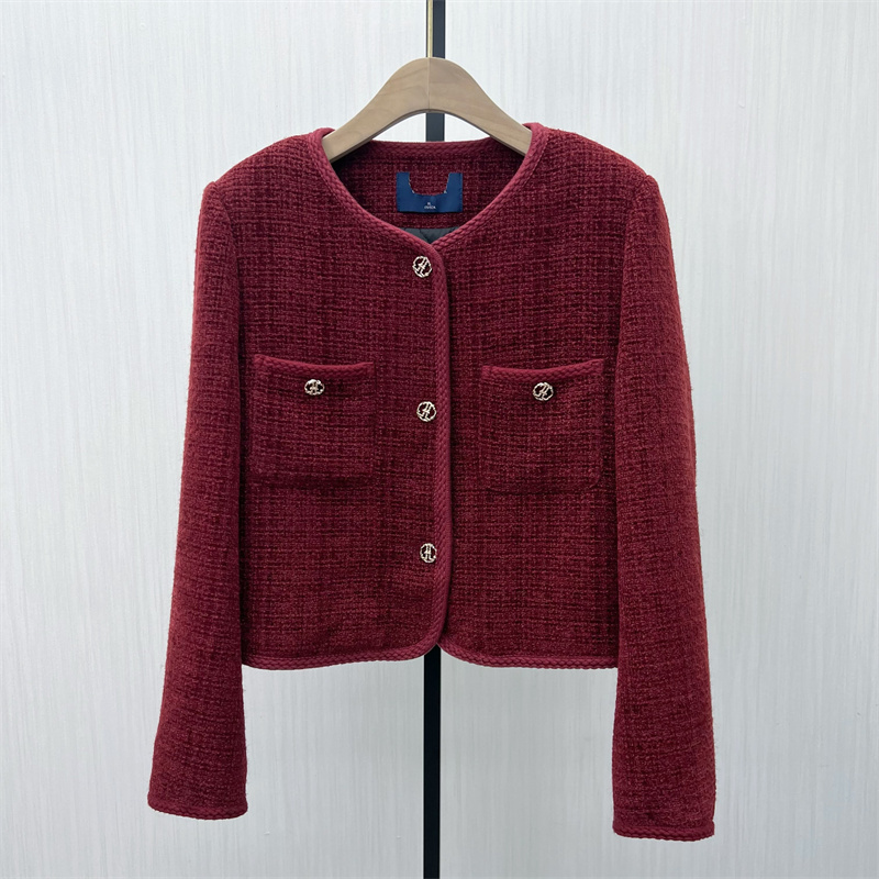 彩●2025冬季新品 小香风夹棉外套女气质通勤短款粗花呢大衣1420