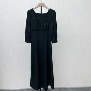 fei●2025秋季新品 法式方领连衣裙女气质显瘦小清新茶歇裙7058