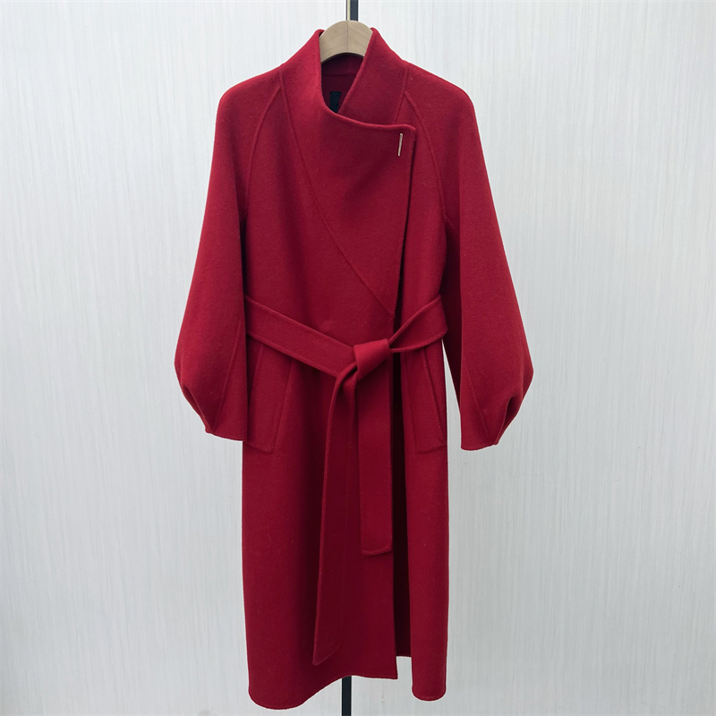 良月●2025冬季新 双面呢大衣女气质长款宽松绵羊毛呢子外套7507