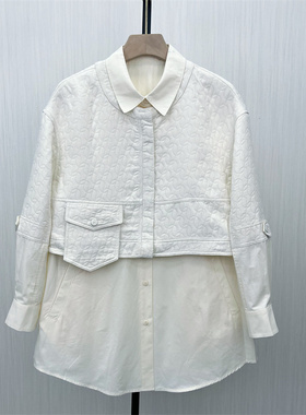 C●2025春季新品 假两件上衣女时尚拼接休闲宽松设计感外套3136