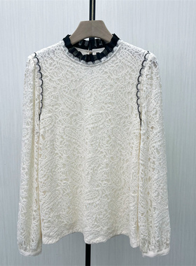 司●2025冬季新品 镂空蕾丝长袖衬衫女法式复古气质淑女上衣0690