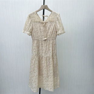 法式 新品 v领连衣裙女气质显瘦小清新a字茶歇裙7056 2025夏季