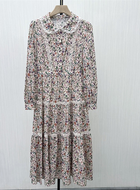 芭●2025秋季新品 法式碎花连衣裙女气质淑女别致茶歇裙长裙7049