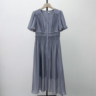 香●2026夏季新品 法式v领连衣裙女气质显瘦小清新a字茶歇裙3297