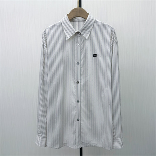2026春季 长袖 新品 女休闲宽松中长款 上衣616 慵懒风条纹衬衫