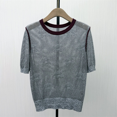 良月●2026夏季新品 短袖针织衫女气质薄款显瘦简约日常上衣8658