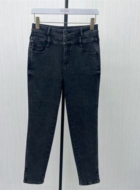 良月●2025冬季新品 小脚牛仔裤女高腰显瘦修身长裤铅笔裤5586
