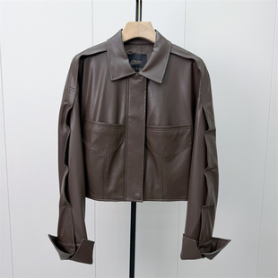 乂●2026秋季新品 皮衣外套女宽松休闲通勤百搭松弛感夹克1724