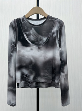 S●2025冬季新品 印花长袖T恤女休闲修身显瘦百搭打底衫上衣307