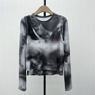 S●2025冬季新品 印花长袖T恤女休闲修身显瘦百搭打底衫上衣307