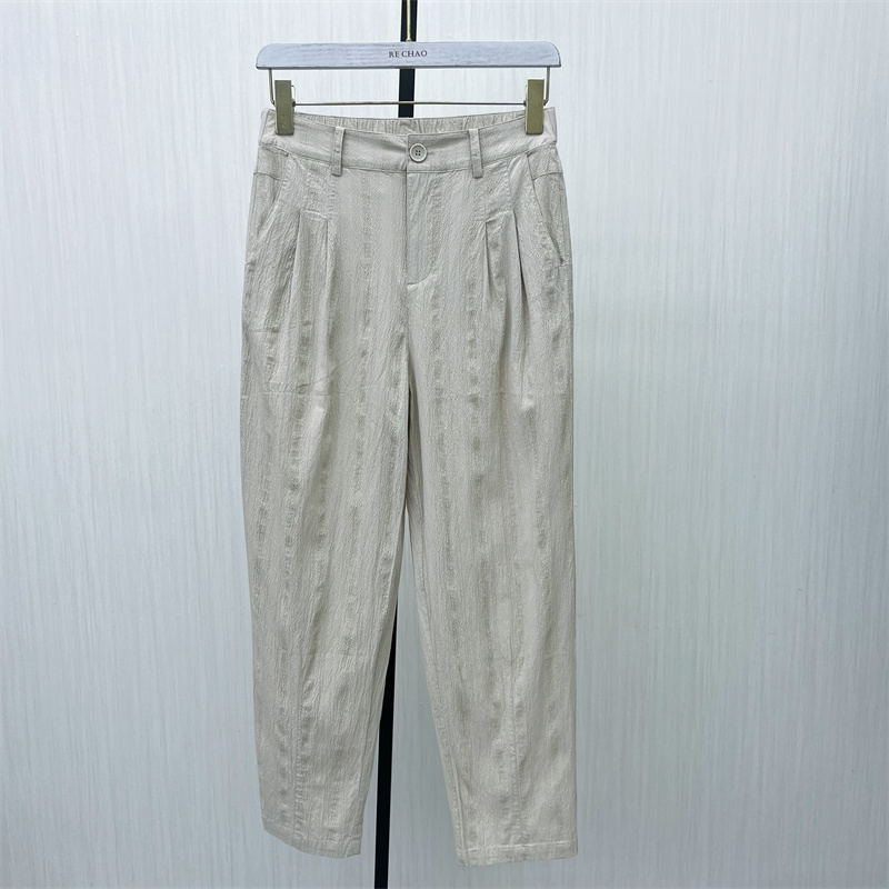 C●2025夏季新品 小个子长裤女高腰显瘦休闲直筒宽松通勤裤子5215