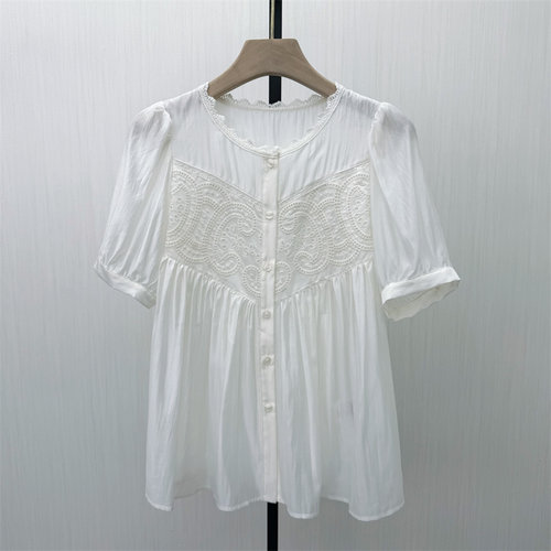 fei●2026夏季新品 法式短袖衬衫女气质小清新薄款娃娃衫上衣6222