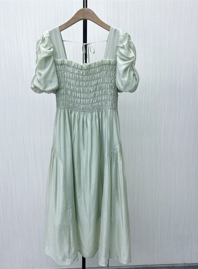 乂●2025夏季新品 法式方领连衣裙女气质显瘦小清新a字茶歇裙6224