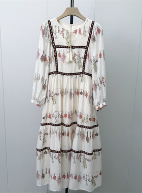 fei●2026秋季新品 碎花长袖连衣裙女小清新复古森系茶歇裙子7240