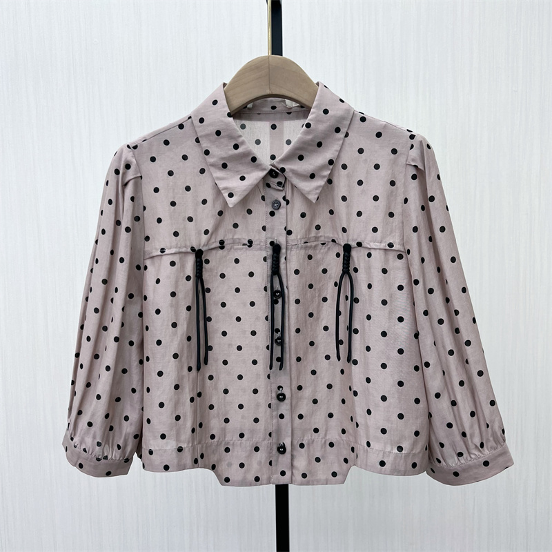 C●2025秋季新品 法式圆点衬衫女气质清新百搭气质长袖上衣1107