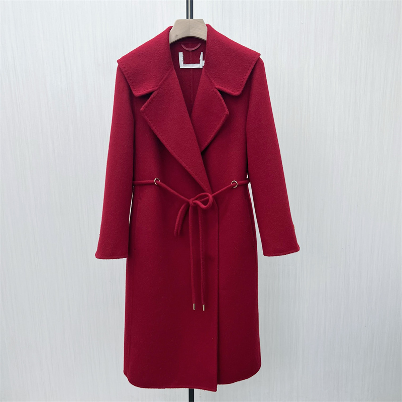 恩●2025冬季新品 双面呢大衣女长款气质宽松绵羊毛呢子外套128