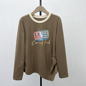 T恤女宽松休闲百搭显瘦打底上衣1311 印花长袖 2025秋季 新品