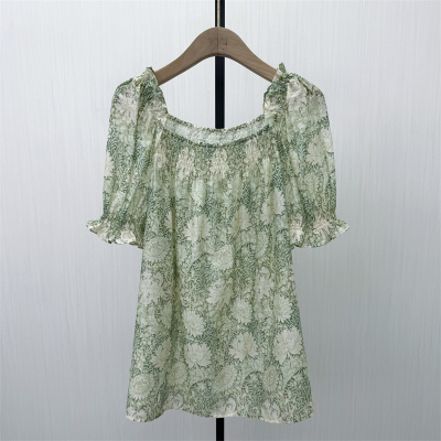 香●2026夏季新品 法式碎花短袖衬衫女气质小清新宽松上衣2474
