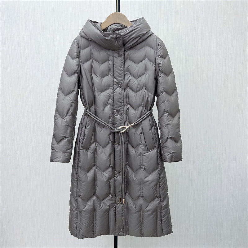 恩●2025冬季新品 羽绒服女时尚长款宽松加厚保暖白鸭绒外套155