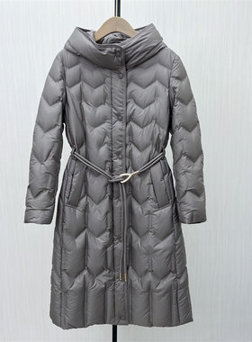 恩●2025冬季新品 羽绒服女时尚长款宽松加厚保暖白鸭绒外套155