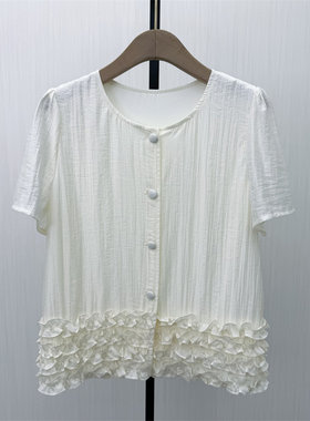 恩●2026夏季新品 法式衬衫女气质通勤百搭小清新薄款短袖上衣203