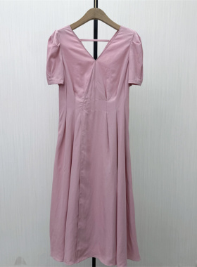 图●2026夏季新品 法式v领连衣裙女气质显瘦小清新a字茶歇裙4070
