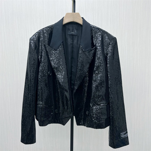 2025秋季 休闲经典 新品 外套女时尚 宽松通勤西服510 亮片西装 艾