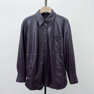 皮衣外套女宽松休闲通勤百搭中长款 新品 夹克3303 2025秋季 图