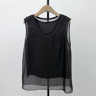 衬衫 无袖 新品 女宽松休闲简约百搭显瘦背心上衣910 2026夏季