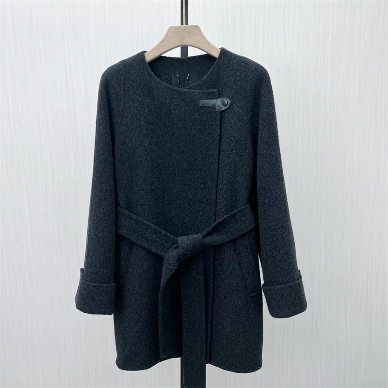 图●2025冬季新品 双面呢大衣女中长款气质宽松绵羊毛呢外套7420