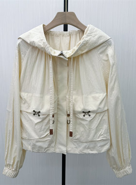C●2026春季新品 连帽风衣外套女宽松休闲百搭轻薄防晒夹克3371