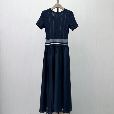 KA●2026夏季新品 针织拼接假两件连衣裙女气质修身显瘦长裙9341