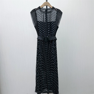 香●2026春季新品 法式圆点连衣裙女气质显瘦无袖雪纺长裙0422