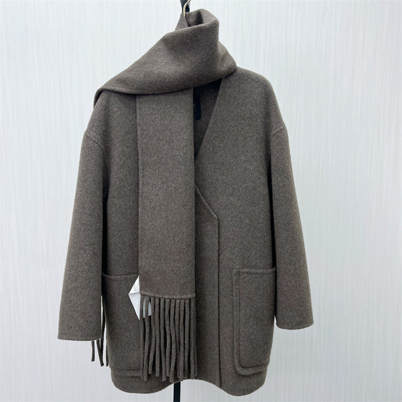 良月●2025冬季新品 绵羊毛呢子大衣女中长款气质双面呢外套6095