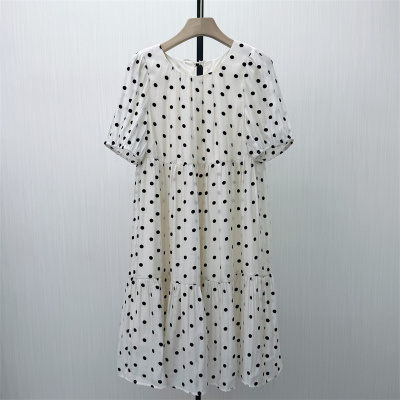 fei●2026夏季新品 波点短袖连衣裙女小清新宽松显瘦减龄裙子6237