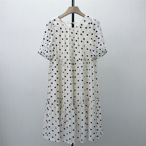 fei●2026夏季新品 波点短袖连衣裙女小清新宽松显瘦减龄裙子6237