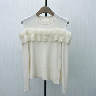 良月●2025冬季新 露肩打底衫女修身显瘦内搭长袖针织衫上衣1191