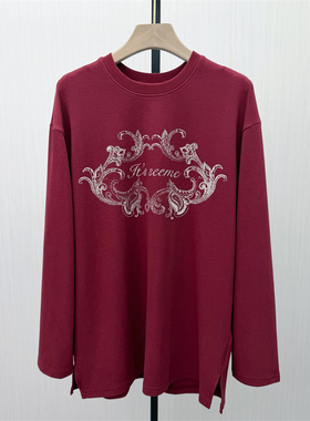 S●2026春季新品 长袖印花t恤女中长款宽松休闲慵懒风打底上衣328