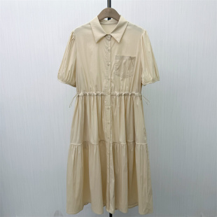 迪●2026夏季新品 短袖连衣裙女气质休闲通勤简约百搭衬衫裙5478