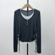 艾W 女休闲显瘦简约百搭打底上衣5115 假两件针织衫 2026春季 新品
